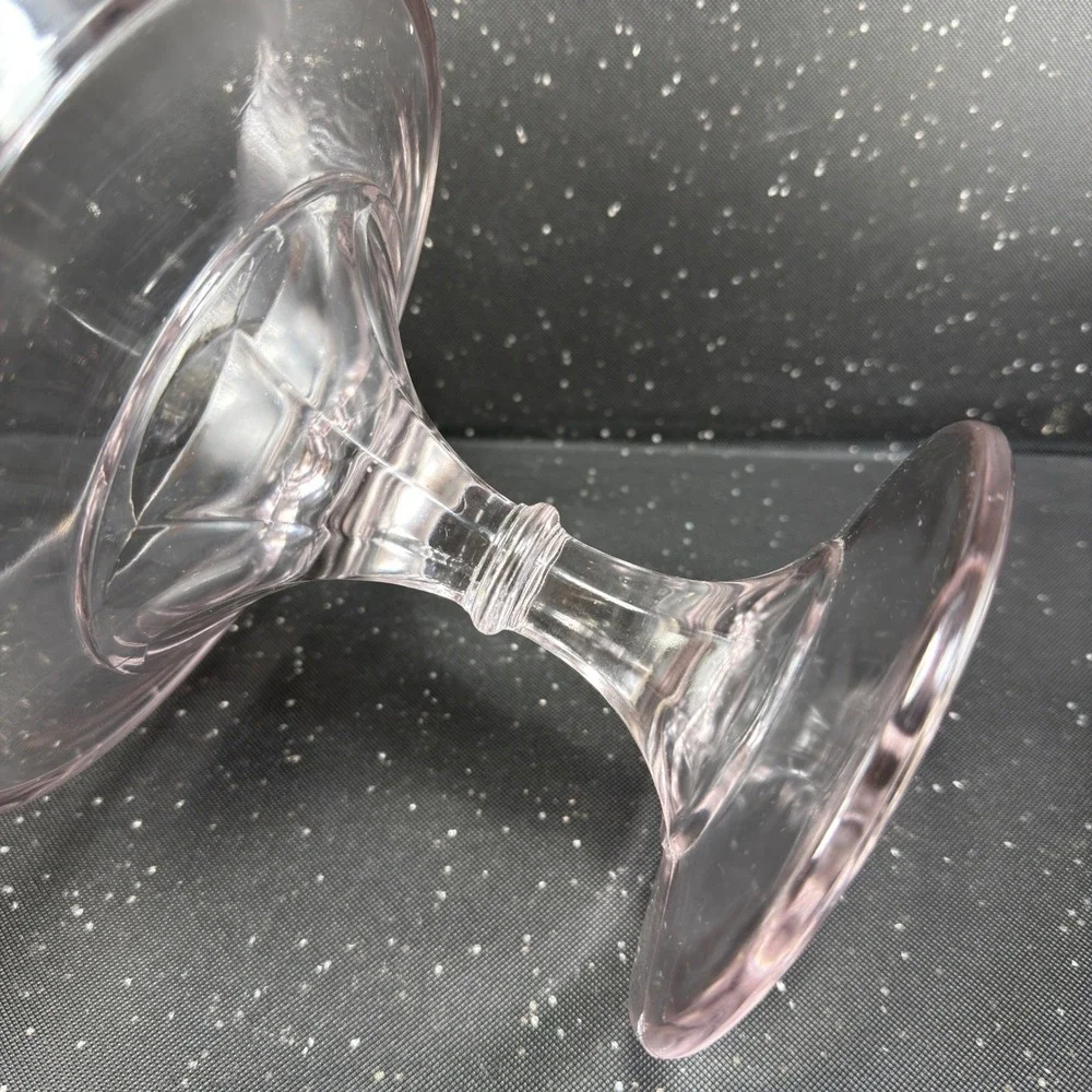 George Ripley Dakota Pattern Glass Pedestal Compote Lilac Tint Lid 11.5in Clear